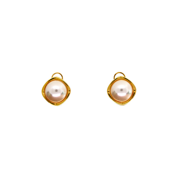 Mother of Pearl Gold Plated 925 Silver Stud Earrings