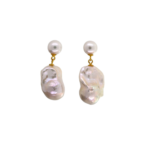 Timeless Elegance: Baroque Pearl and Gold Drop Earrings