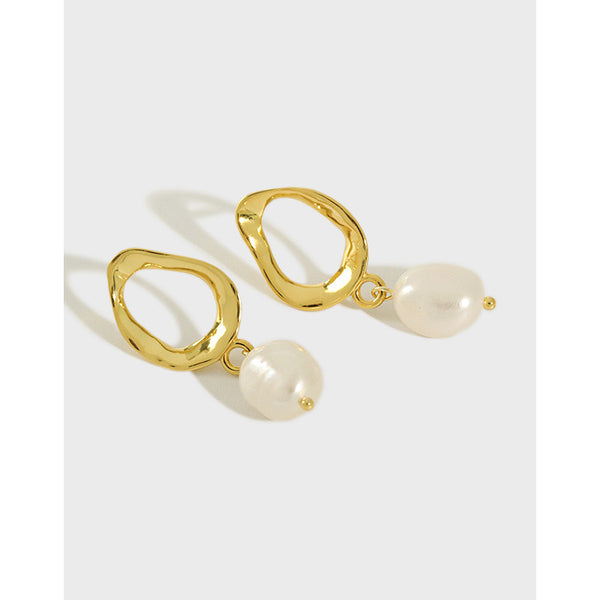 Sculptural Baroque Pearl and Gold-Plated Silver Earrings