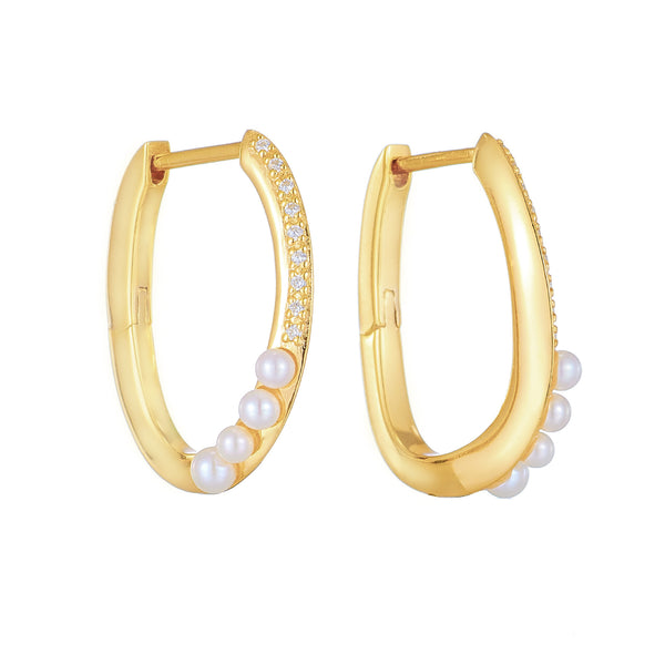 Delicate Minimalist Pearl Hoop Earrings