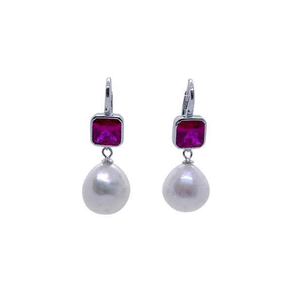 Bold and Beautiful: Baroque Pearl and Ruby Drop Earrings