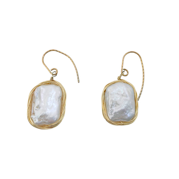 Delicate Elegance: Baroque Pearl and Gold Wire Earrings