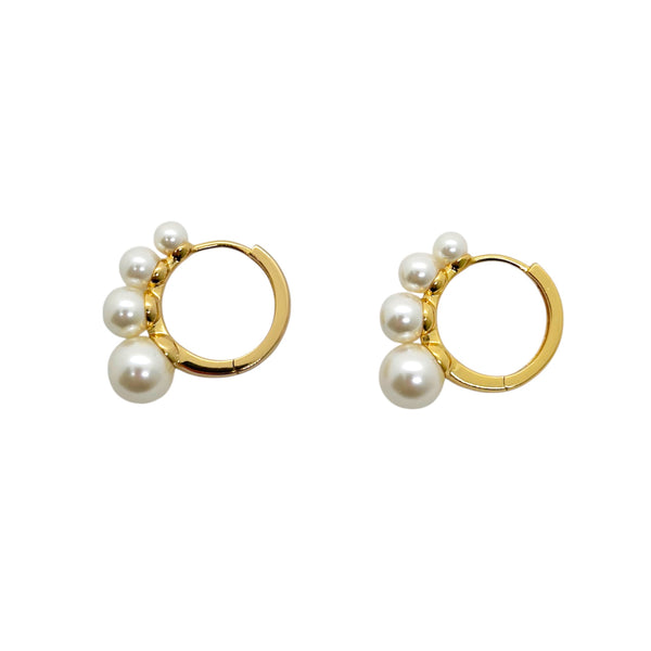 Stylish and Modern Pearl Hoop Earrings